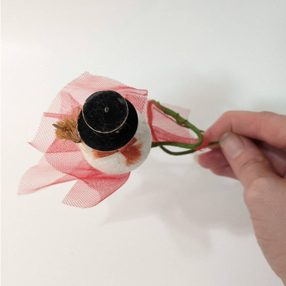 Vintage Mid-Century Snowman Christmas Millinery Pick, Crafting Decorating Floral - Picture 5 of 10